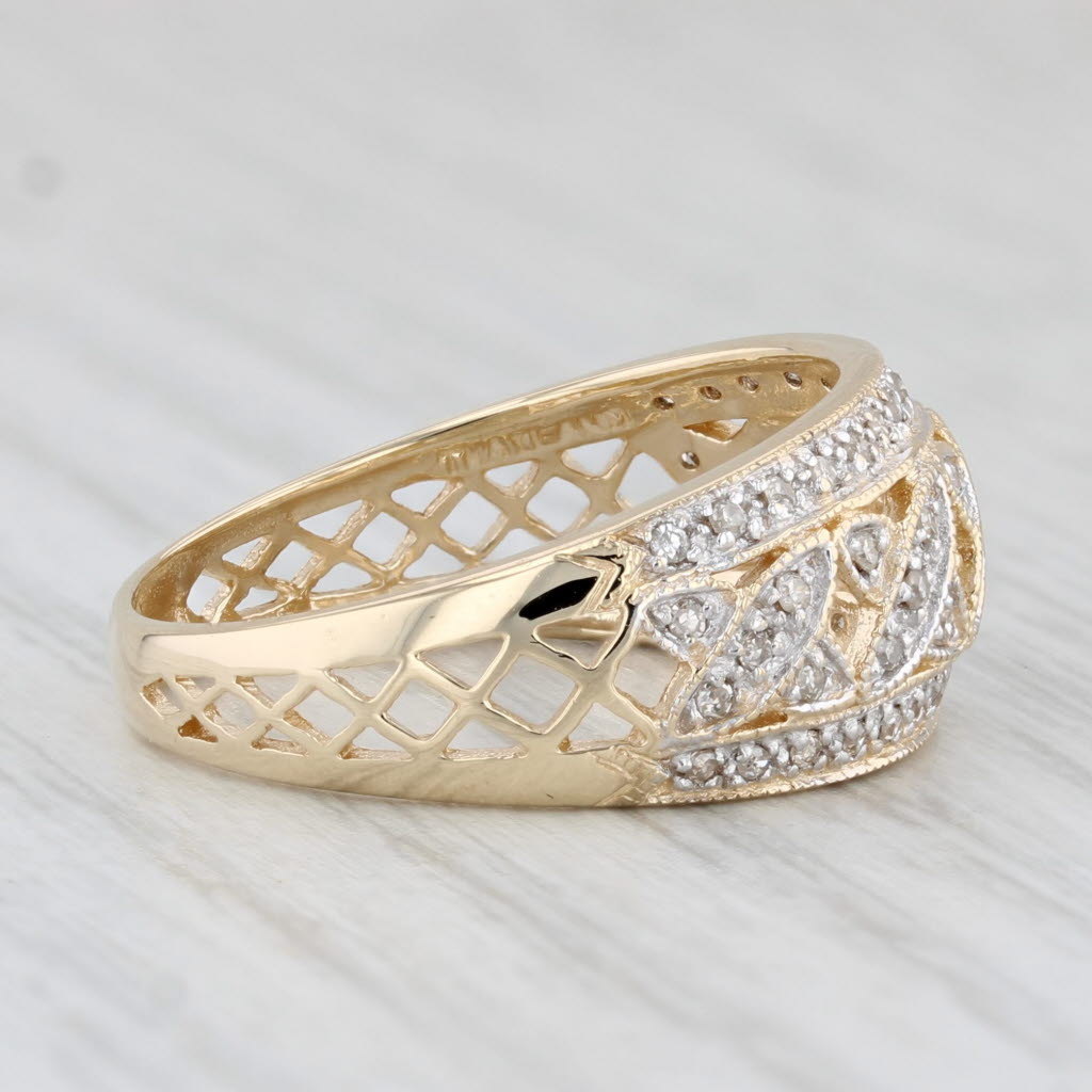 0.12ctw Diamond Crosshatch Ring 14k Yellow Gold Size 7.25