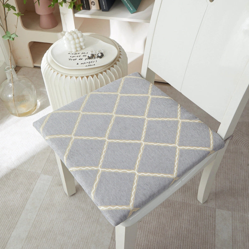 Minimalist Rhombus Cotton Chenille Seat Cushion