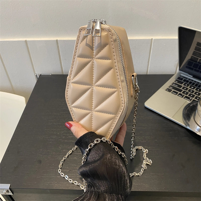 Women's Pu Leather Triangle Solid Color Basic Square Zipper Crossbody Bag
