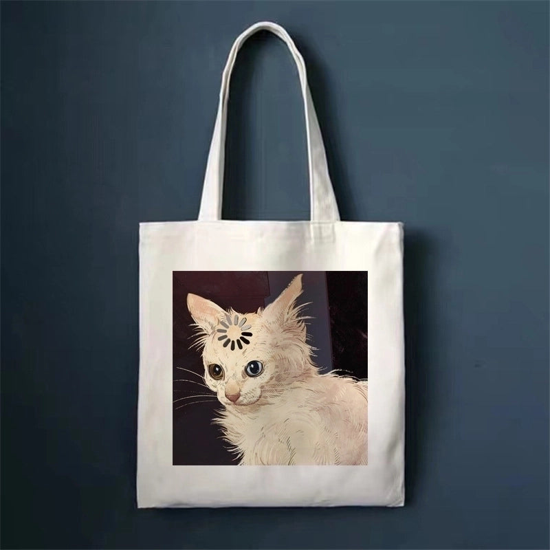 Women's Minimalist Cat Shopping Bags