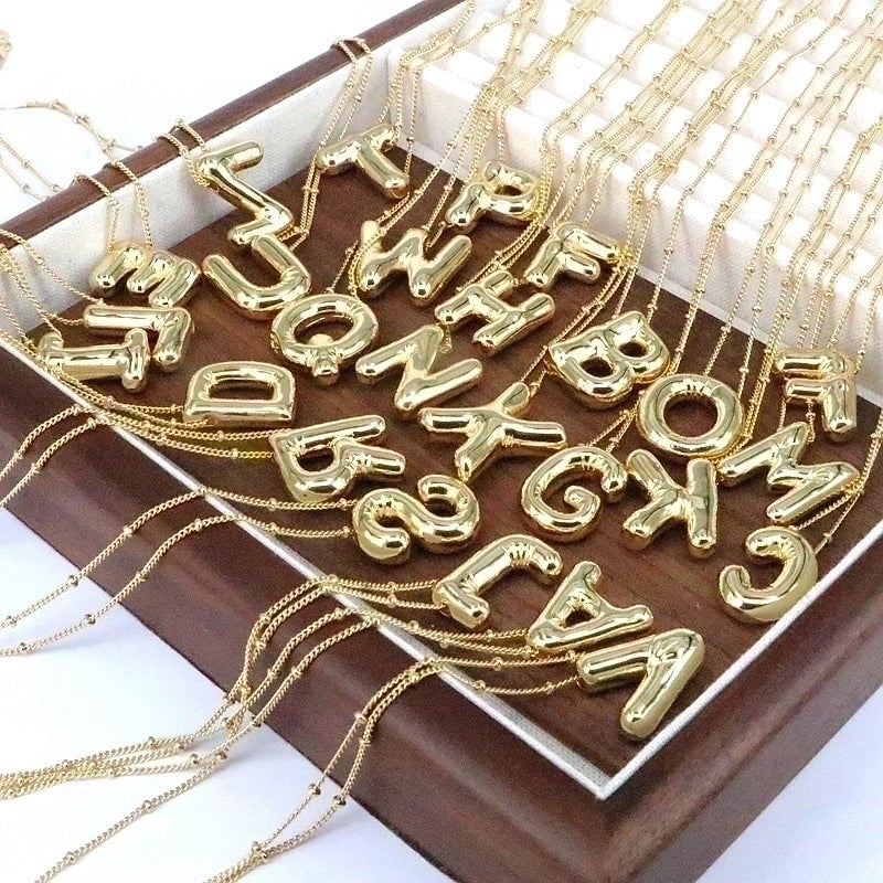 Minimalist Classic Style Letter Copper 18k Gold Plated Pendant Necklace In Bulk