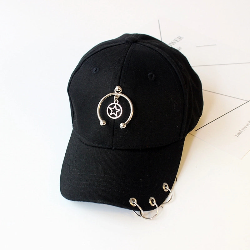 Hat Women's Korean Style Personality Chain Iron Ring Cap Student Children's Baseball Cap Spring And Summer Parent-Child Sunshade