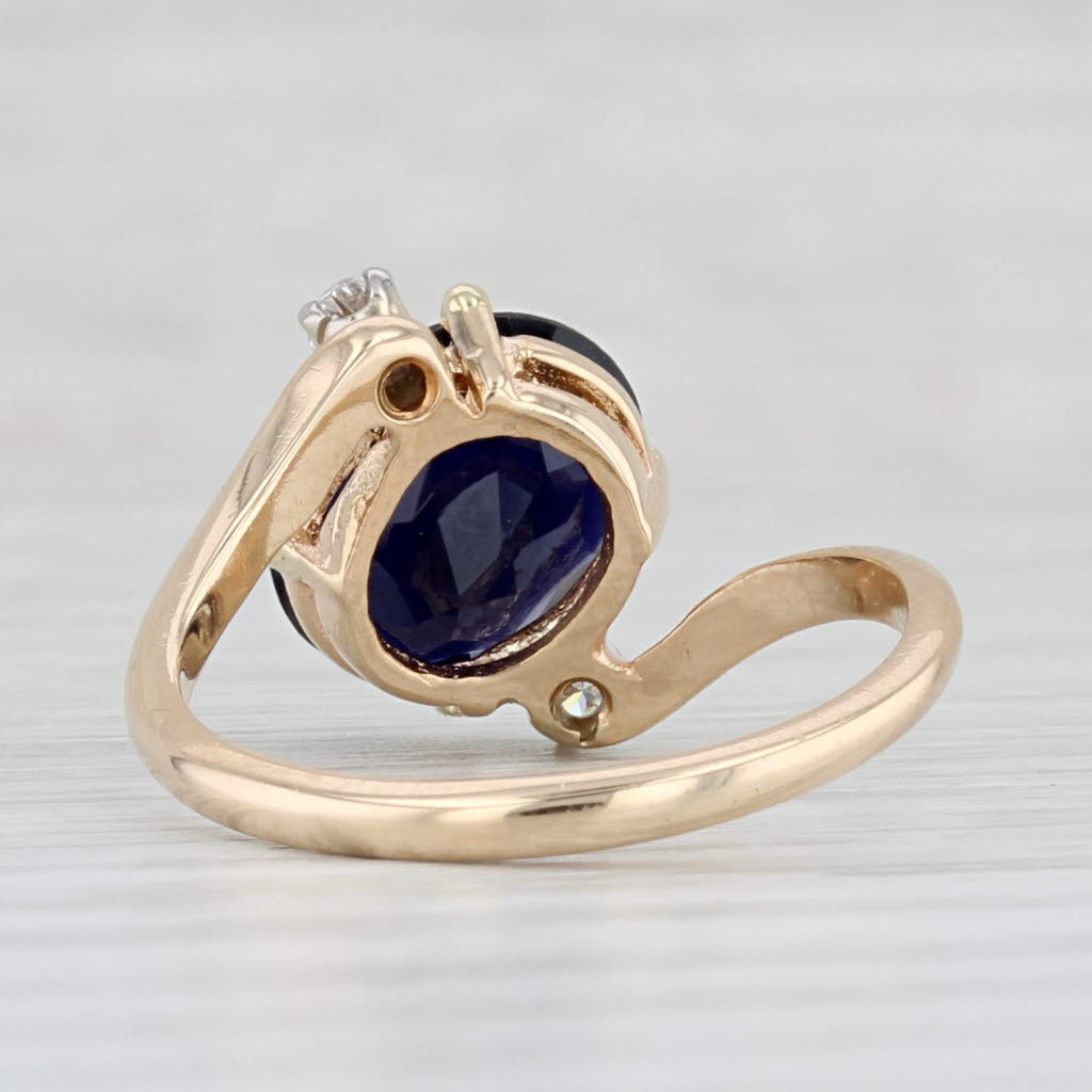 2.42ctw Blue Iolite Diamond Ring 14k Yellow Gold Size 6.5 Bypass