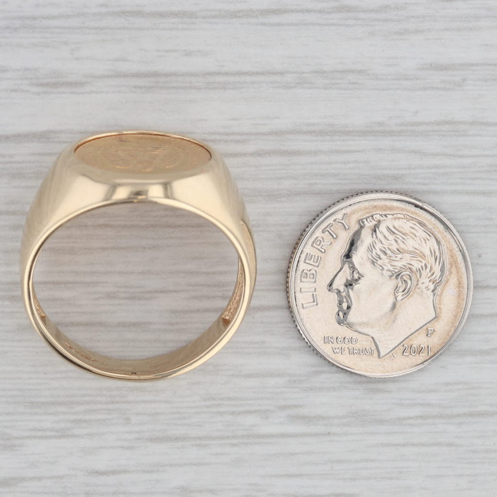 1945 Dos Pesos Coin Ring 14k 900 Yellow Gold Size 9 Mexico