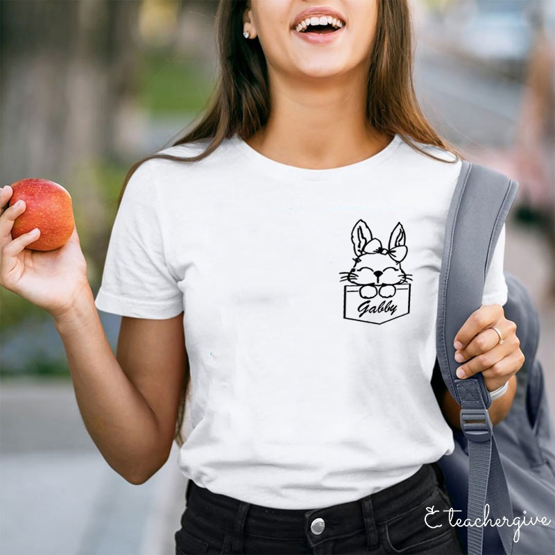 Personalized Name Cute Rabbit Teacher T-Shirt