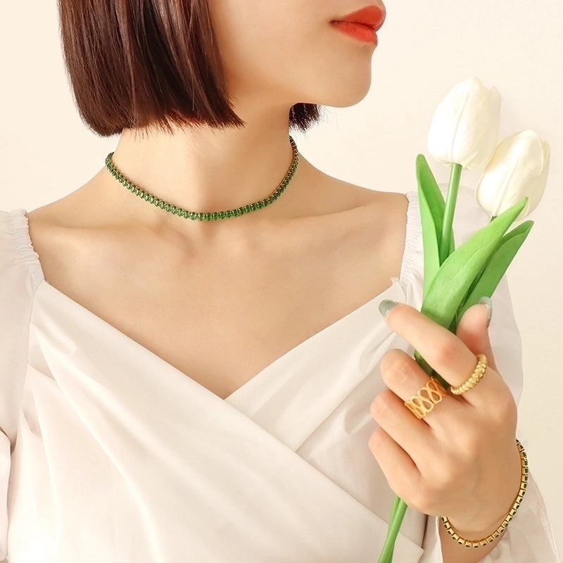 Fashion 304 Stainless Steel Zircon 18K Gold Plated Plating