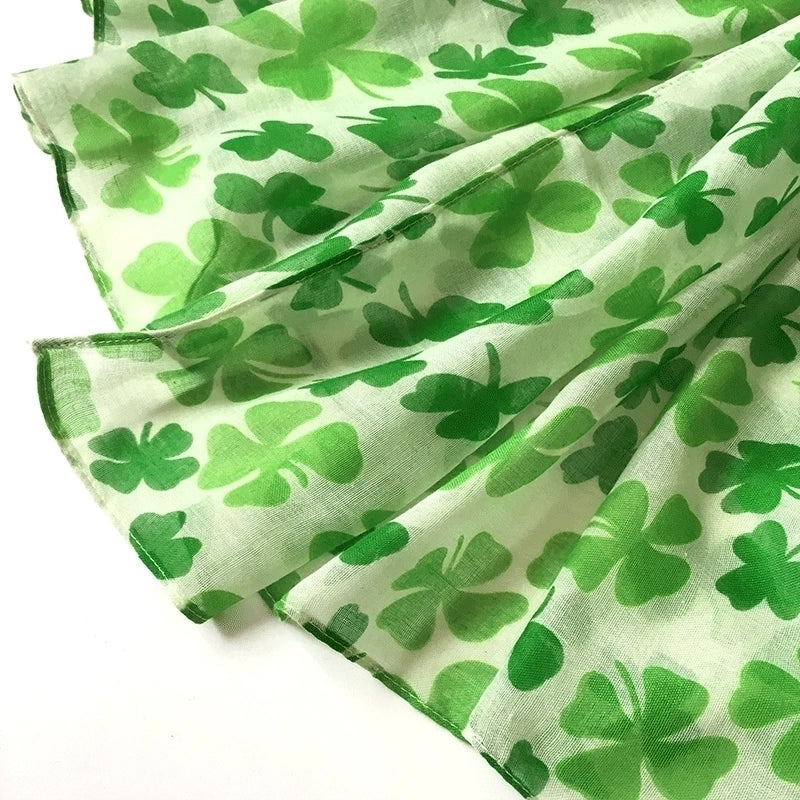 Women's Sweet Four Leaf Clover Voile Printing Scarf