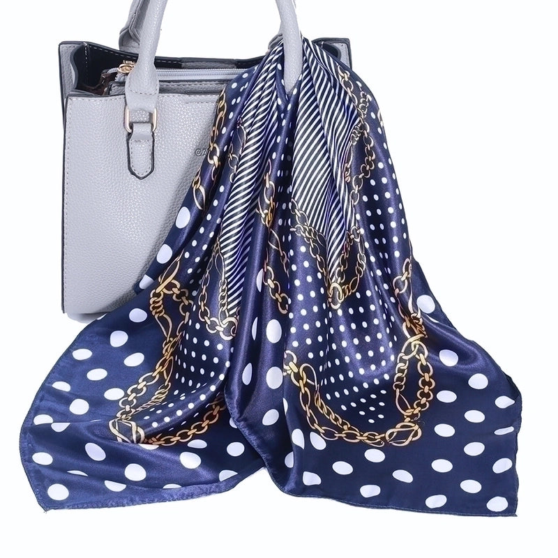 Women's Elegant Classical Lady Printing Satin Silk Scarf