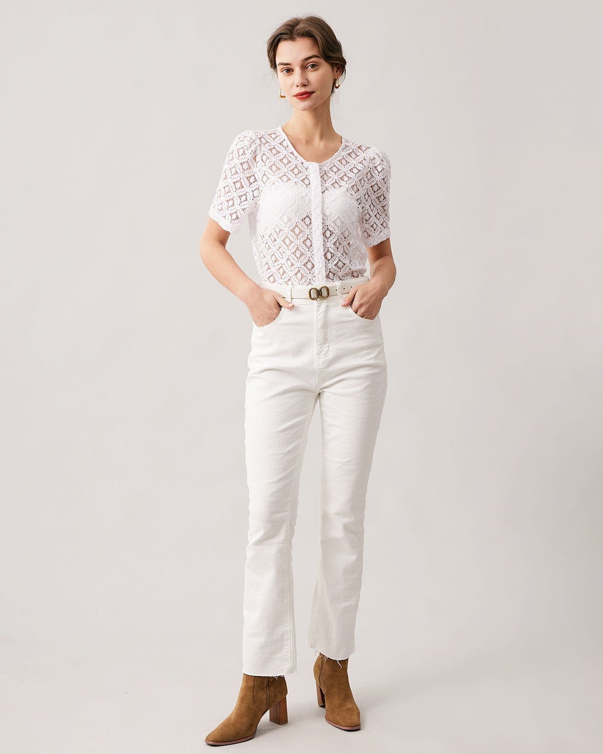 The White Lace Puff Sleeve Blouse