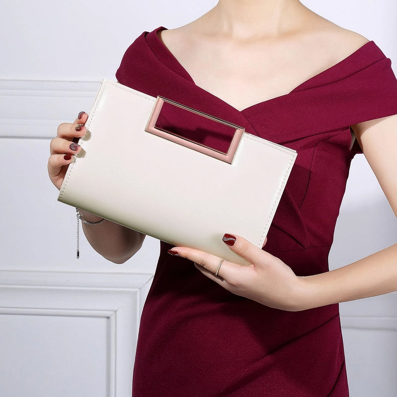 New PU Women Hand Bag Simple Square Buckle Hardware Hand Crosbody Bag