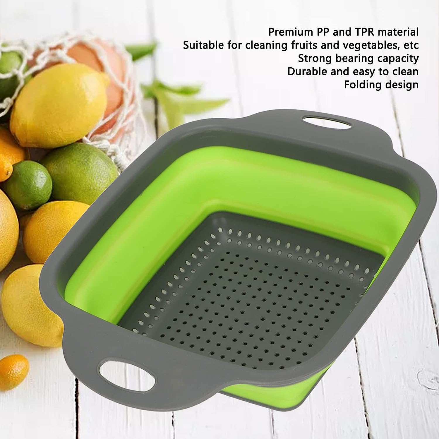 Folding Drain Baskets. Strong Bearing Draining Hole Sink Colander Fruits Vegetable Washing Basket