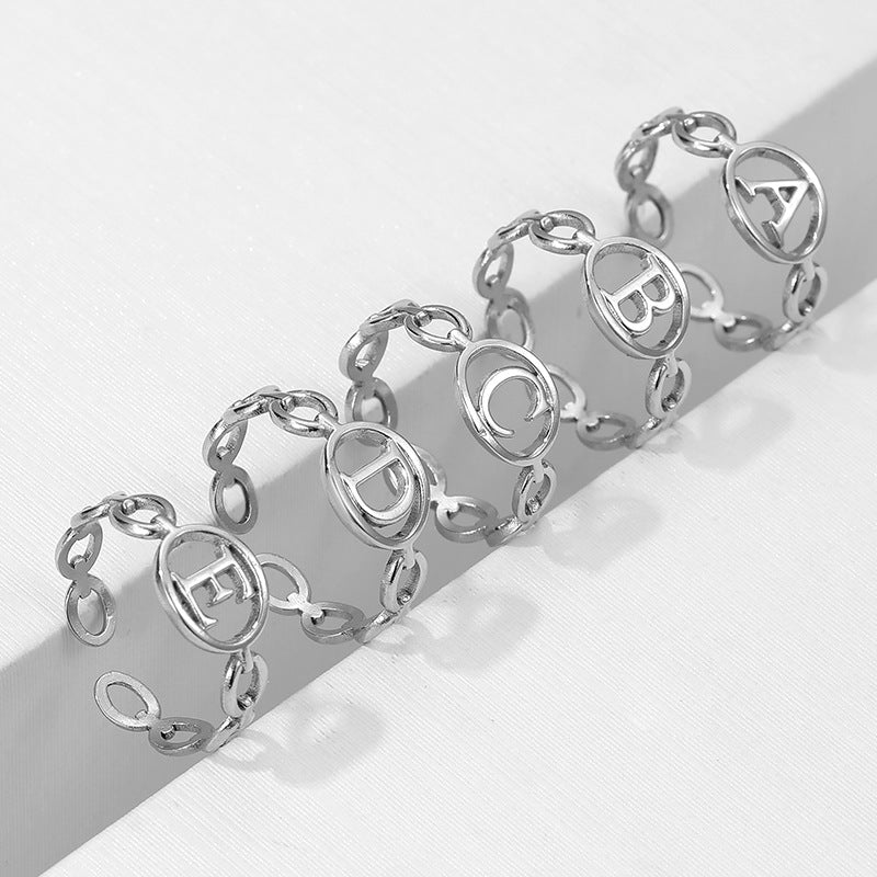 Minimalist Letter Text Number Stainless Steel Electroplating Rings