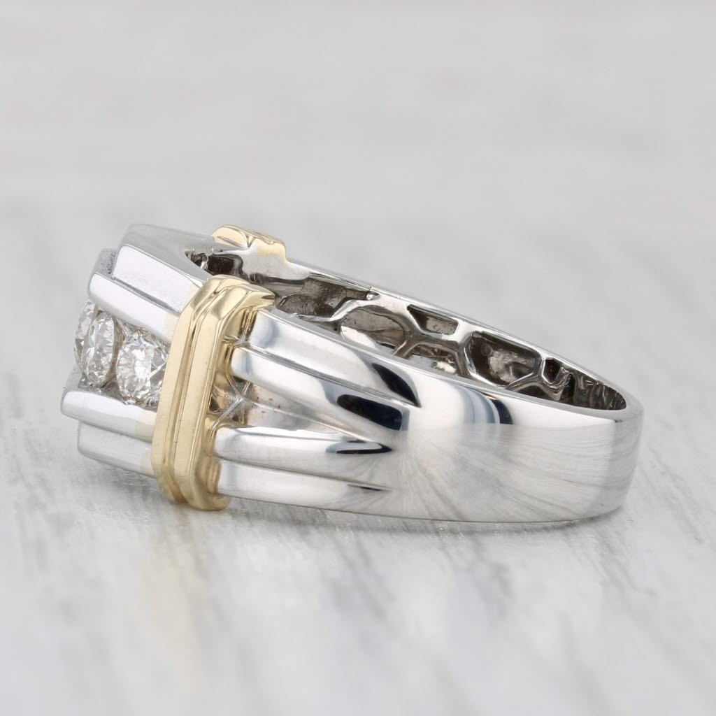 Men's Wedding Band 0.89ctw Diamond Ring 10k White Yellow Gold Size 11