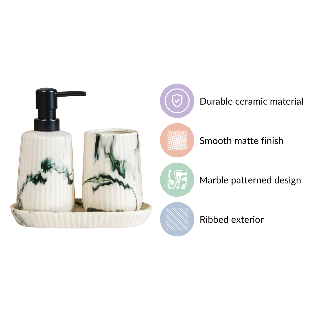 Marble Pattern Ceramic Bath Set Of 3
