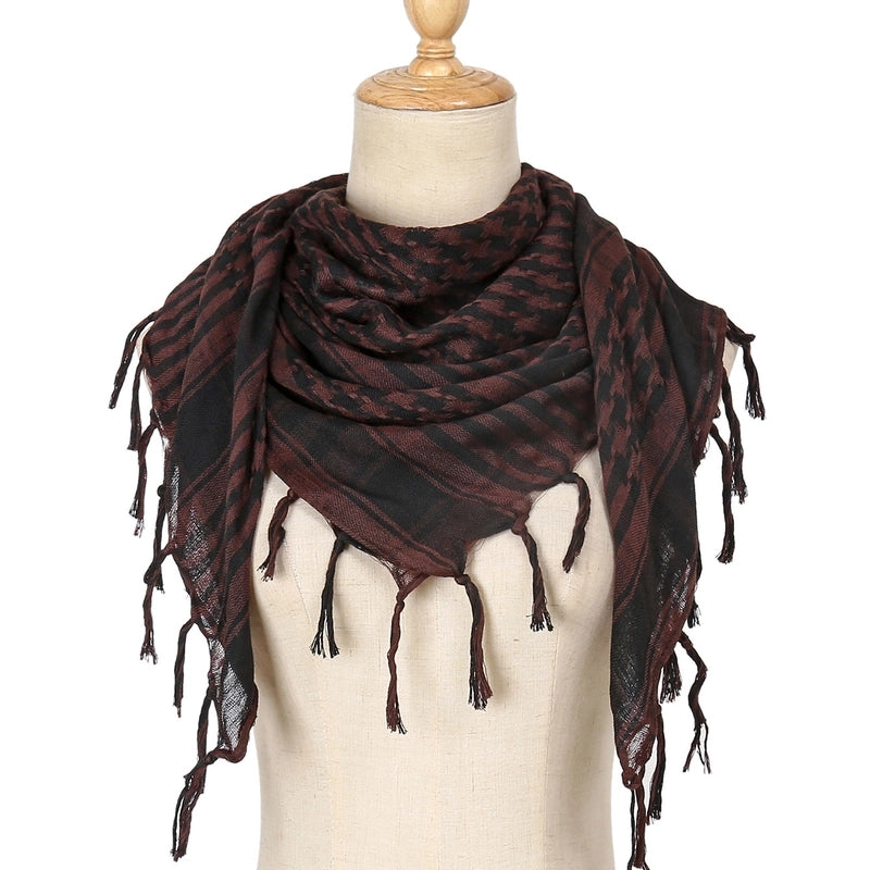 Unisex Classic Style Lattice Polyester Scarf Kerchief
