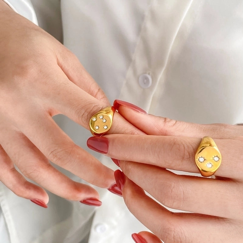 Minimalist Star Titanium Steel Zircon Rings In Bulk