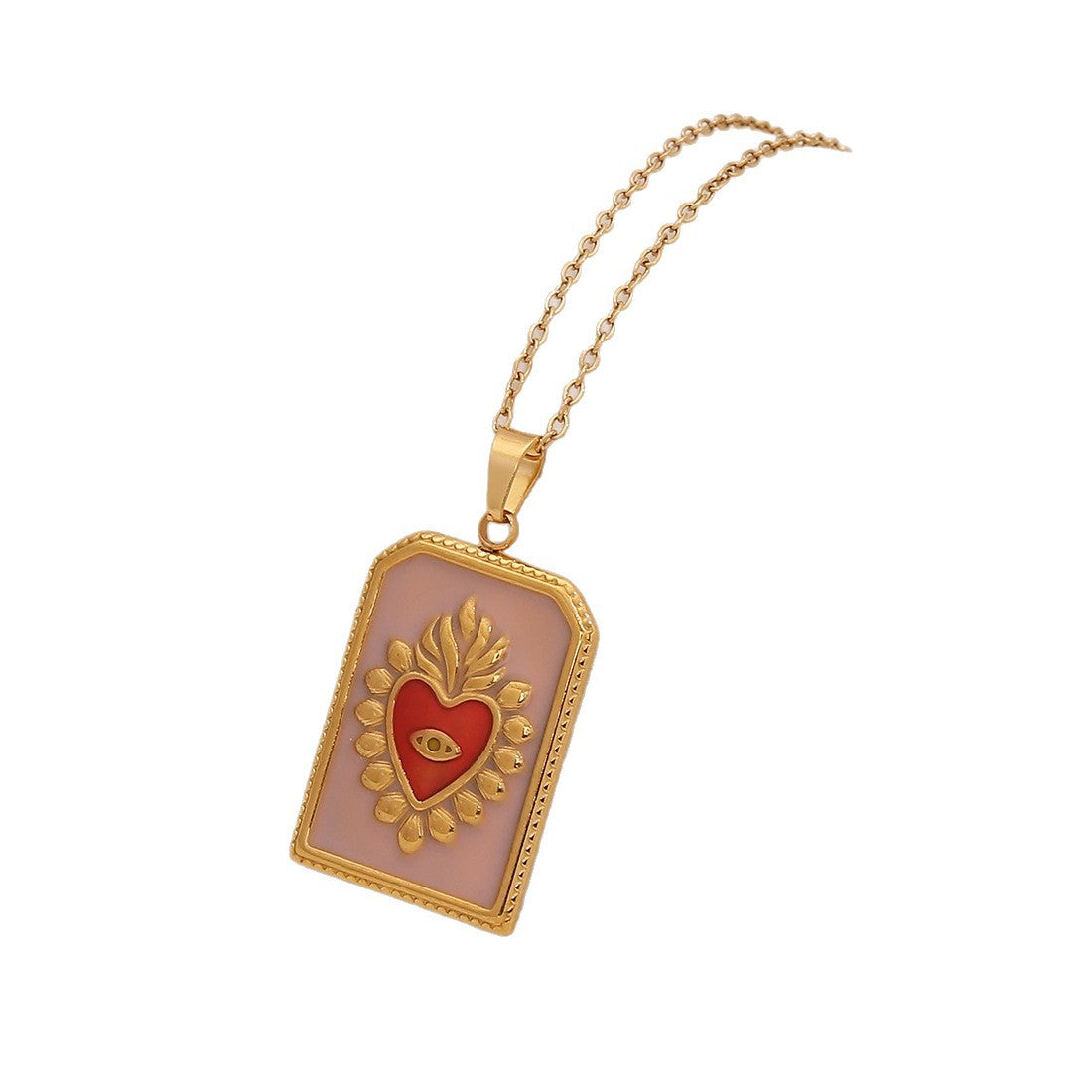 Multi-Color Love Tarot Pendant Necklace Personalized Stainless Steel Necklace N1539