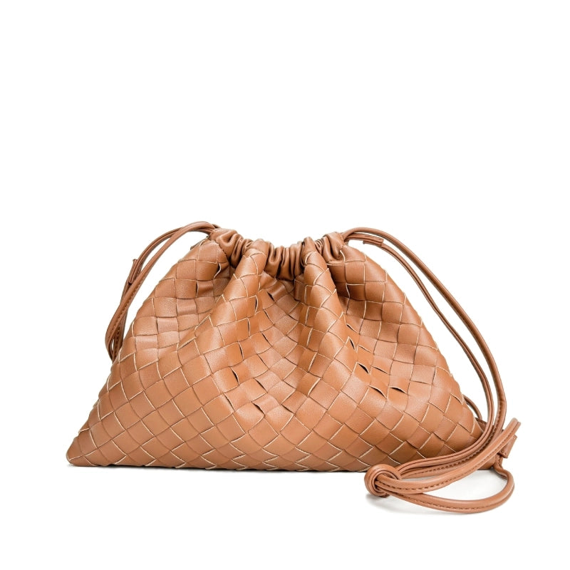 Women's Cowhide Irregular Solid Color Streetwear Square String Handbag Drawstring Bag