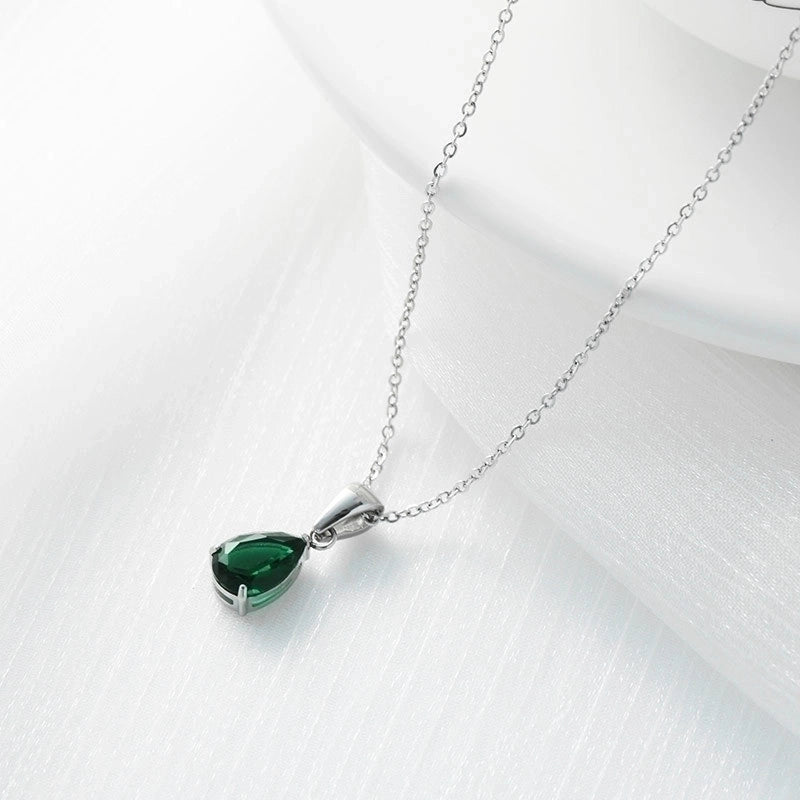 2 Pieces Fashion Water Droplets 304 Stainless Steel Zircon White Gold Plated Gold Plated Inlay Necklace