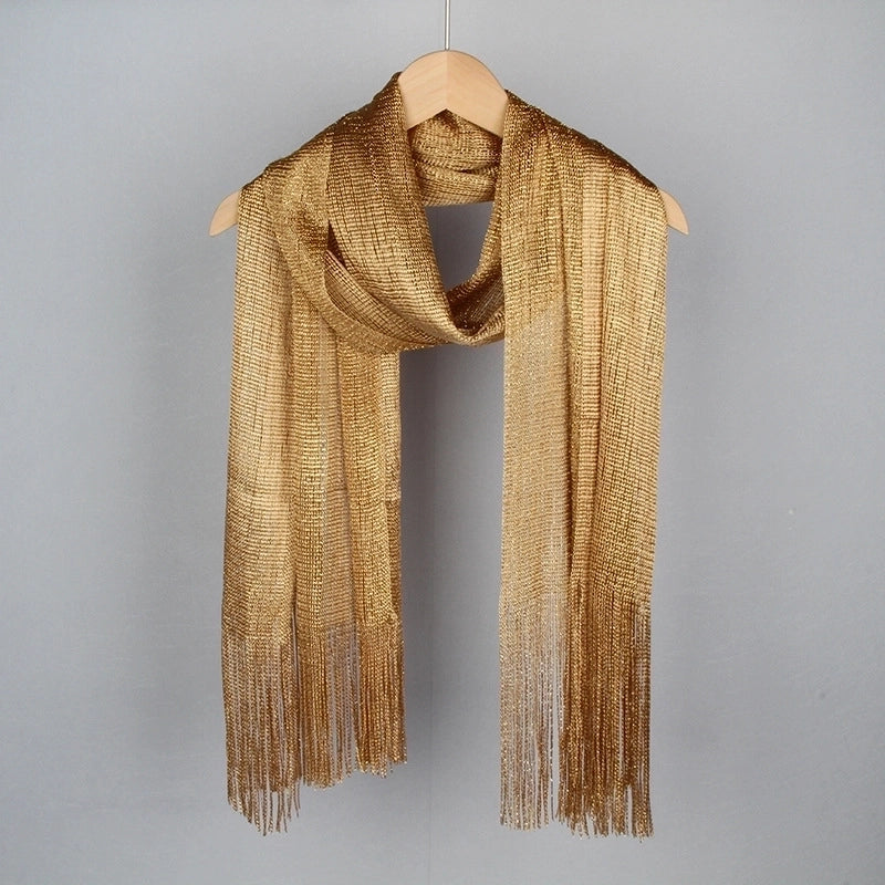Women's Minimalist Solid Color Polyester Tassel Scarf