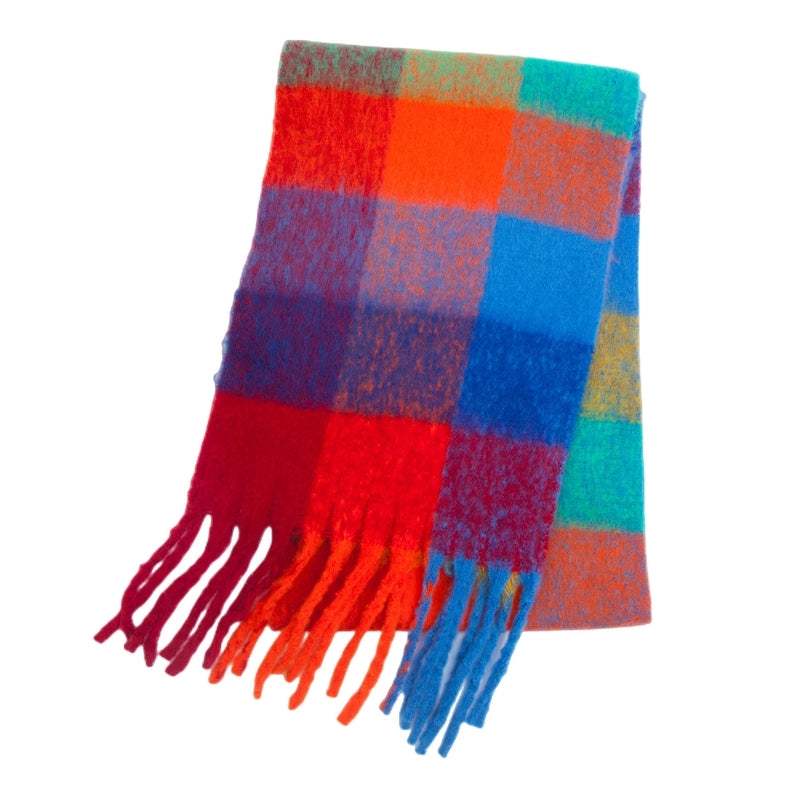 Women's Casual Minimalist Lattice Polyester Tassel Scarf