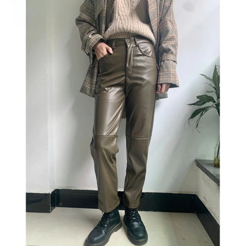 Faux Leather Skinny Harem Pants