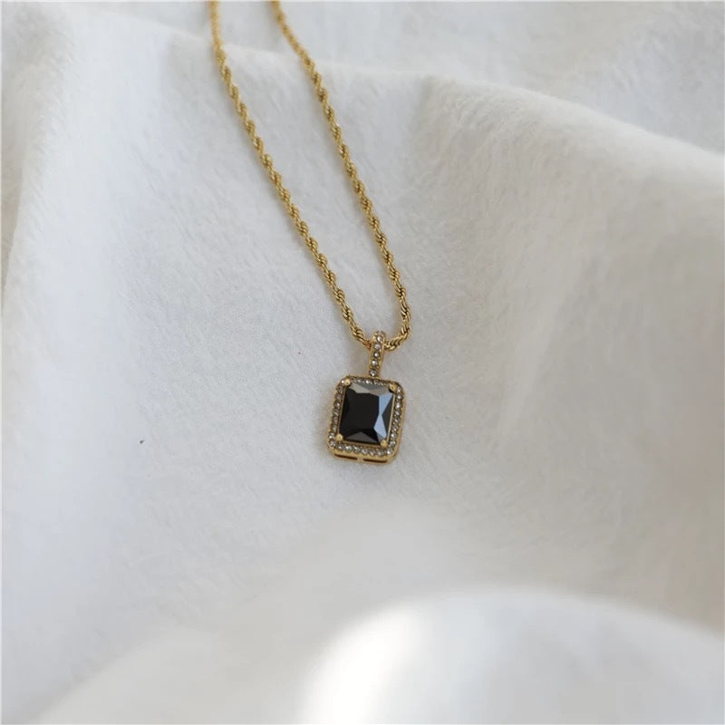 Vintage Stripe Quadrilateral Geometric Titanium Steel Electroplating Necklaces