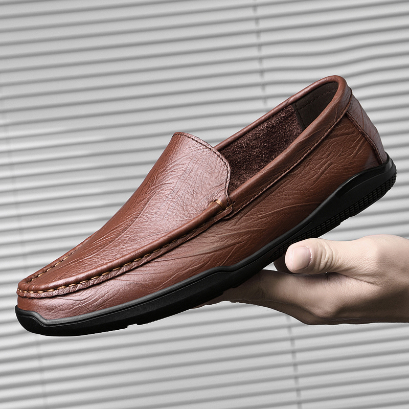 Drawato Slip on Shoes Size 37-46 Men Genuine Leather Shoes Luxury Brand Loafers Men Lightweight Comfortable Moccasin Soft Slip-On Mens Shoes Casual