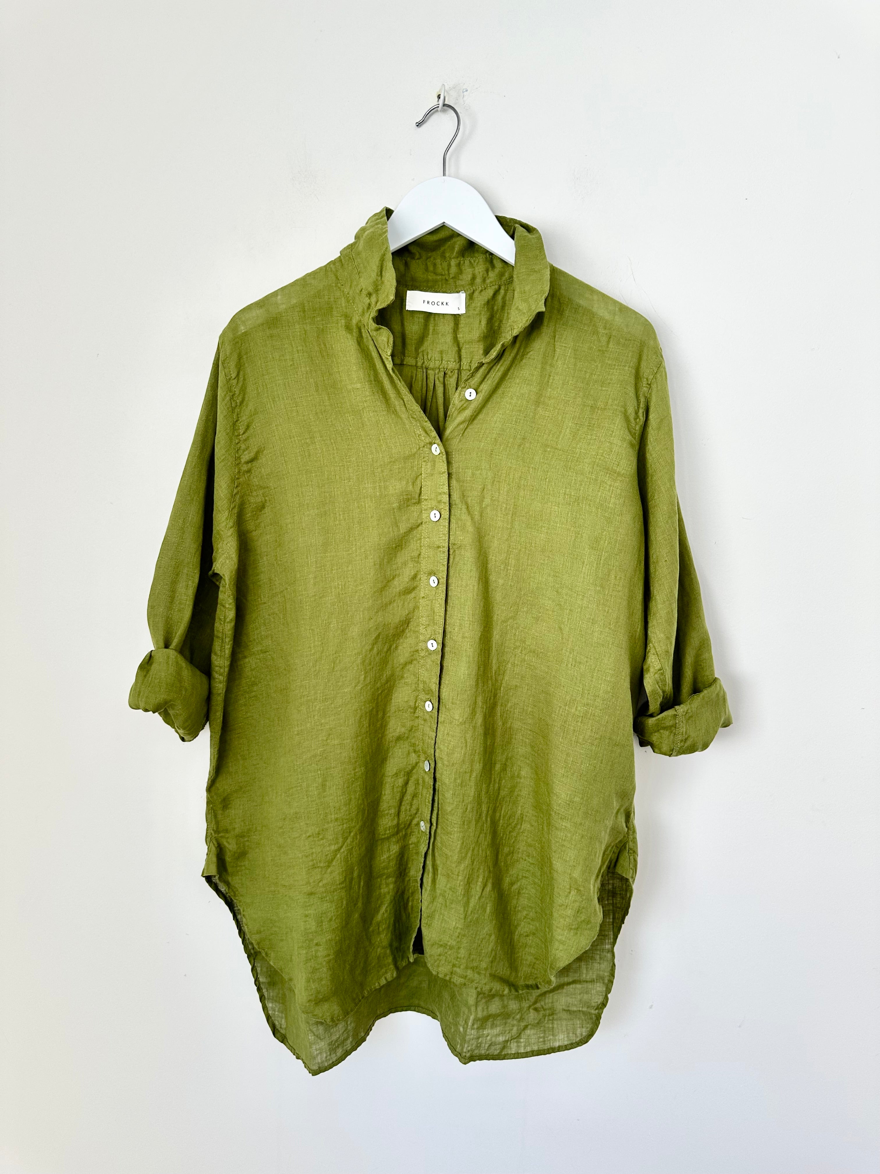 skyla shirt - olive linen