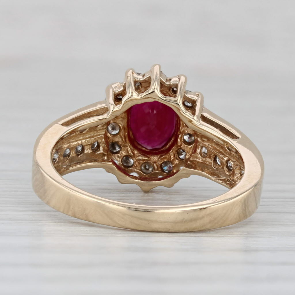 1.27ctw Ruby Diamond Halo Ring 10k Yellow Gold Size 7