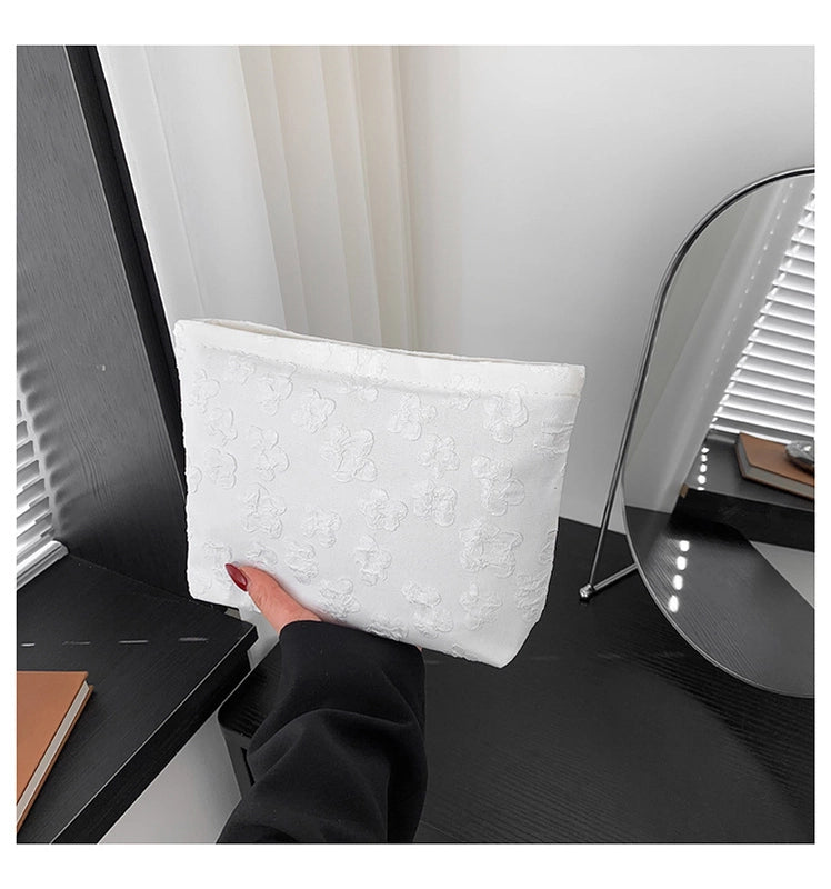 Black White Pink Flower Square Clutches