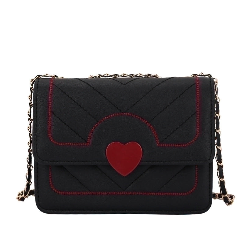 Women's Small Pu Leather Color Block Classic Style Magnetic Buckle Square Bag