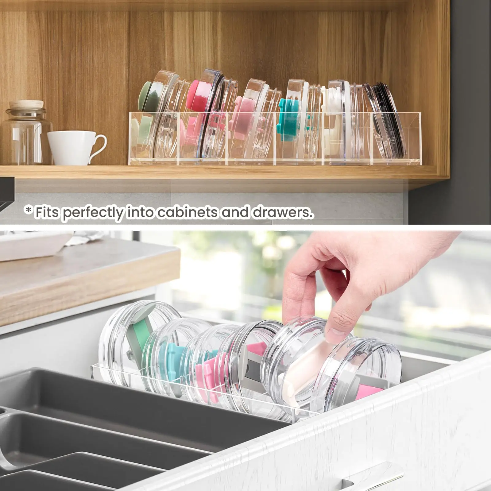 Acrylic Tumbler Lid Organizer Detachable Kitchne Accessories Storage Box for Stanley Cup Separators