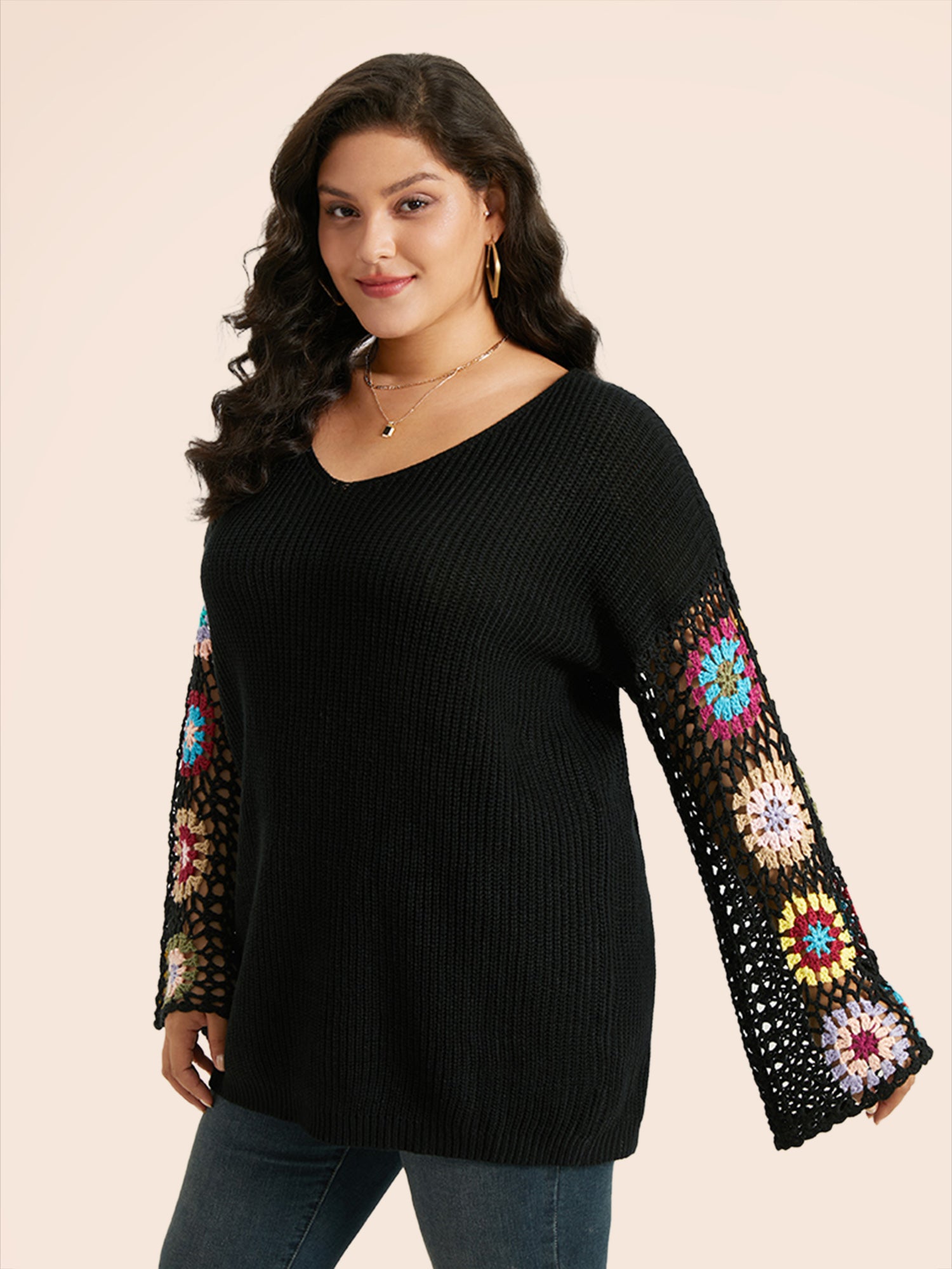 Floral Embroidered Hollow Out Pullover