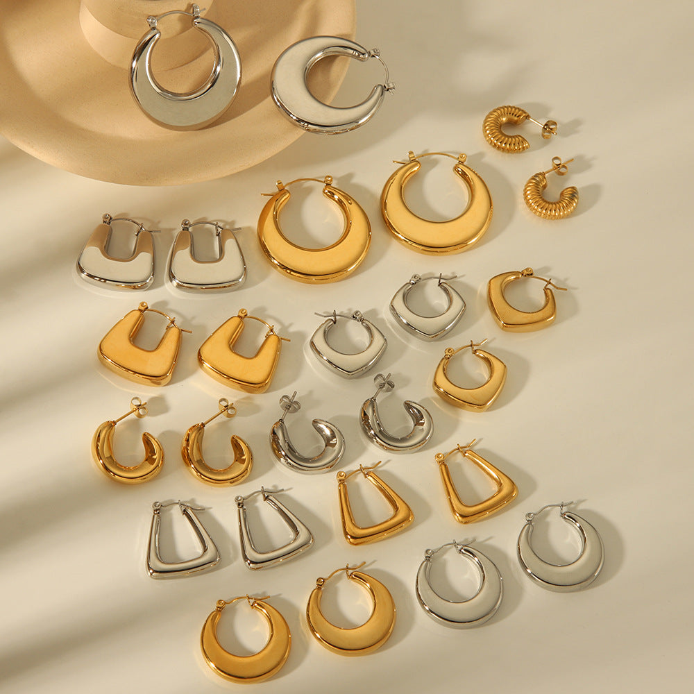 IG Style Geometric Stainless Steel Electroplating Earrings