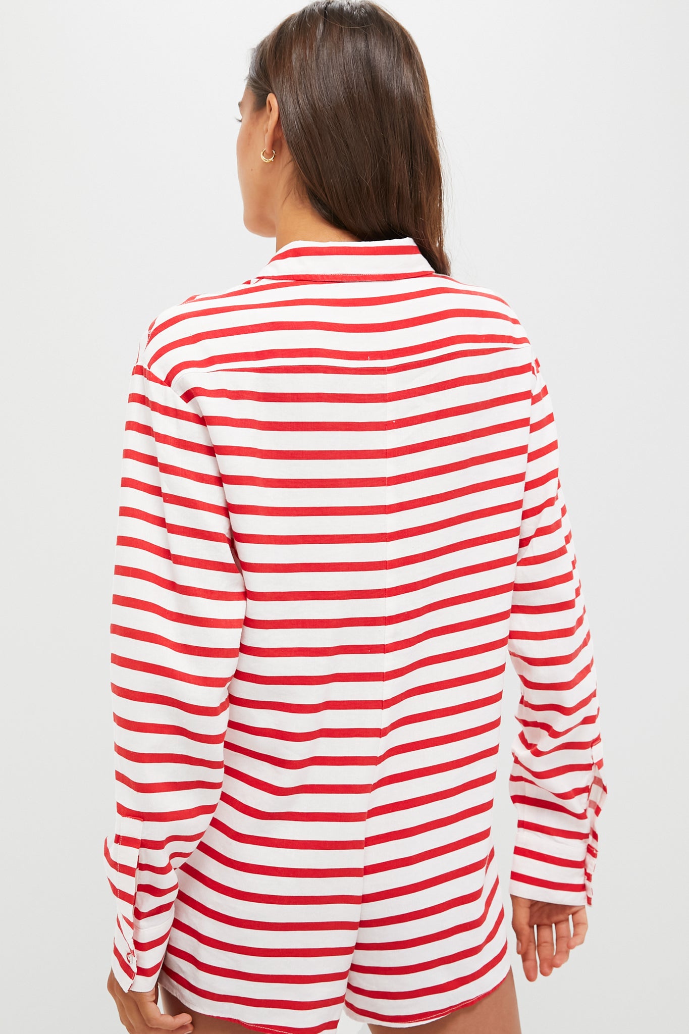 True Red and Off-White Sailor Stripe Linen Beach Romper