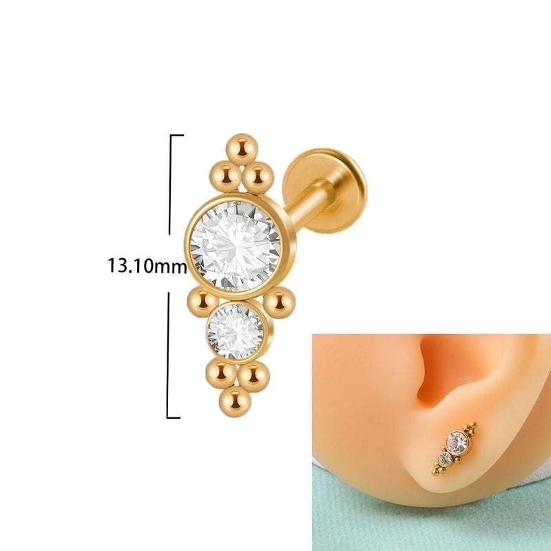 1 Piece Lip Rings Casual Elegant Minimalist Geometric 304 Stainless Steel Plating Inlay Rhinestones 18K Gold Plated