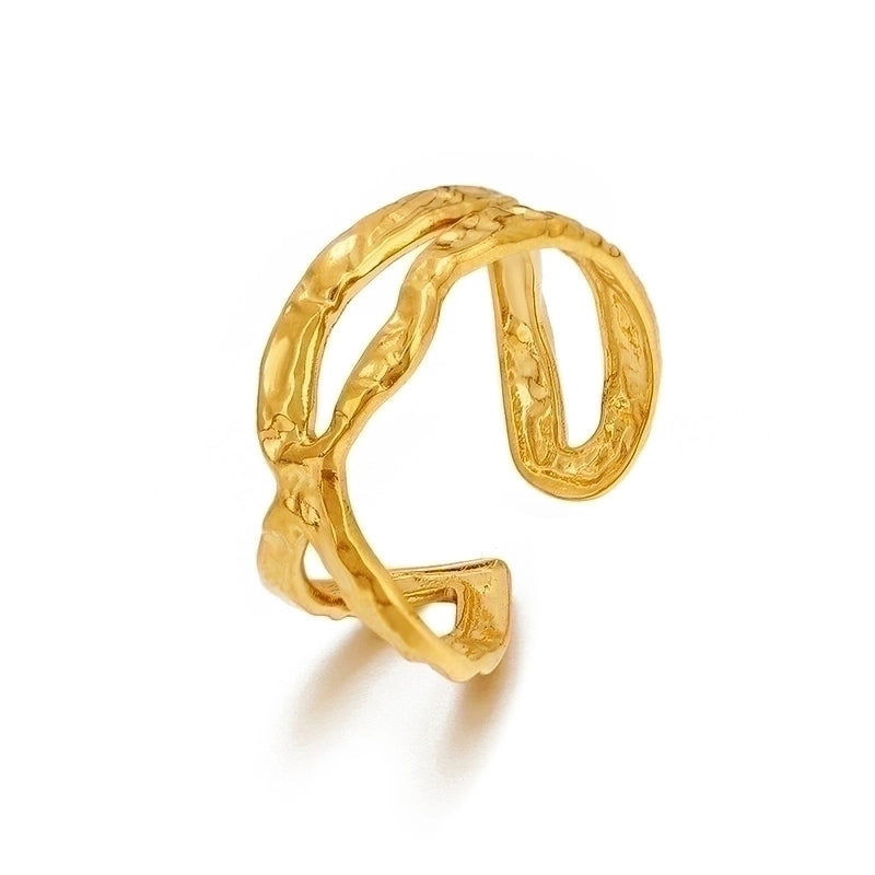 304 Stainless Steel Minimalist Plating Geometric Open Ring