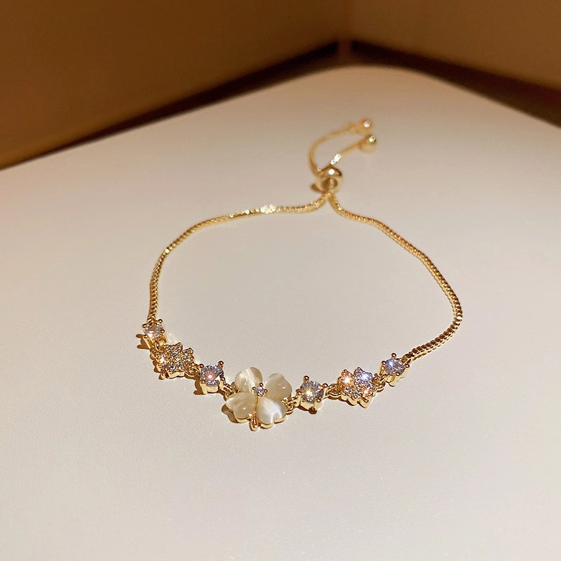 Minimalist Heart Shape Copper Inlay Zircon Bracelets