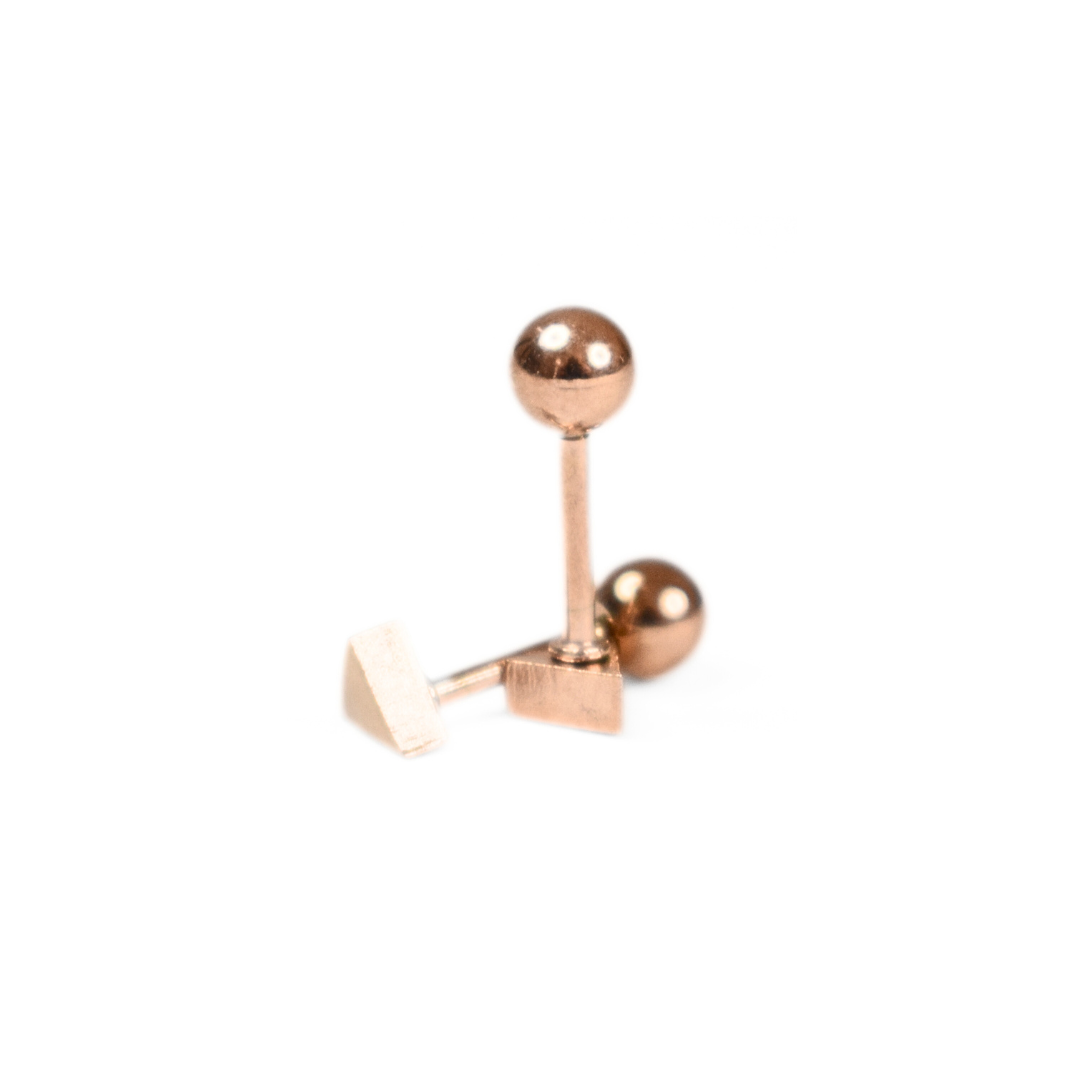 4mm Baby triangle studs - Rose gold
