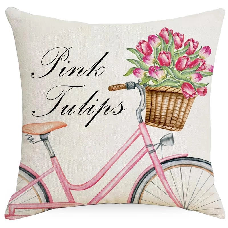 Minimalist Classic Style Commute Color Block Linen Pillow Cases