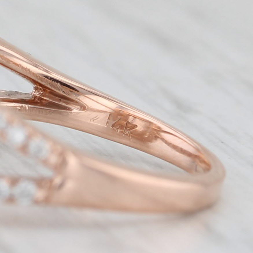 1.54ctw Morganite Diamond Halo Ring 14k Rose Gold Size 5.25 Engagement