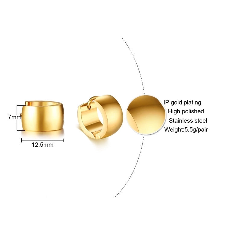1 Pair Streetwear Solid Color Plating Inlay 201 Stainless Steel Zircon Gold Plated Hoop Earrings