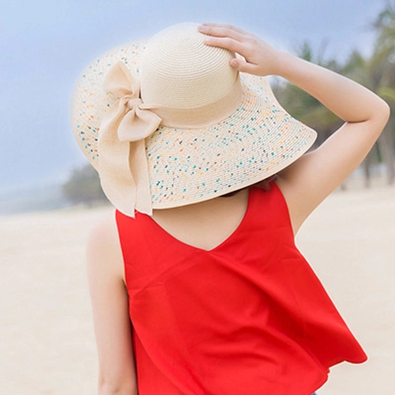 Women's Basic Vacation Pastoral Solid Color Bowknot Big Eaves Sun Hat