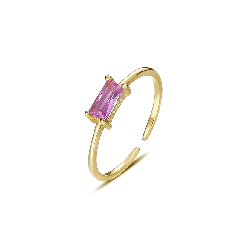 Silver Zircon Rectangle Open Ring