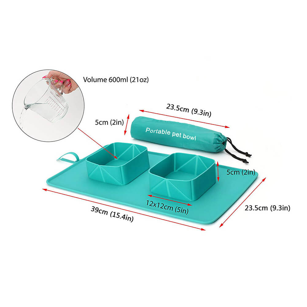 Portable Silicone Foldable Dual Dog Bowl