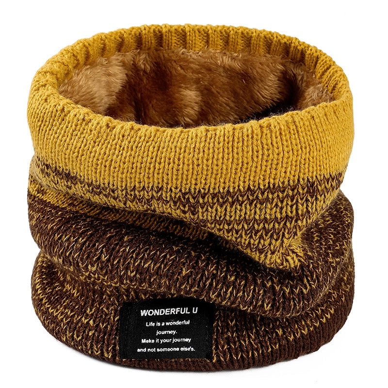 New Wool Knitted Scarf Women's Winter Warm Velvet Scarf Men's Thickened Gradient Couple's Personalized Collar