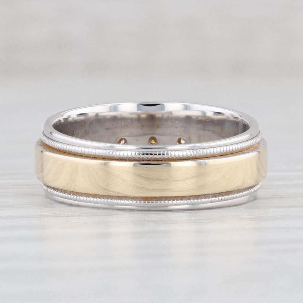0.12ctw Diamond Ring 14k Yellow White Gold Wedding Band Size 7.5 Stackable