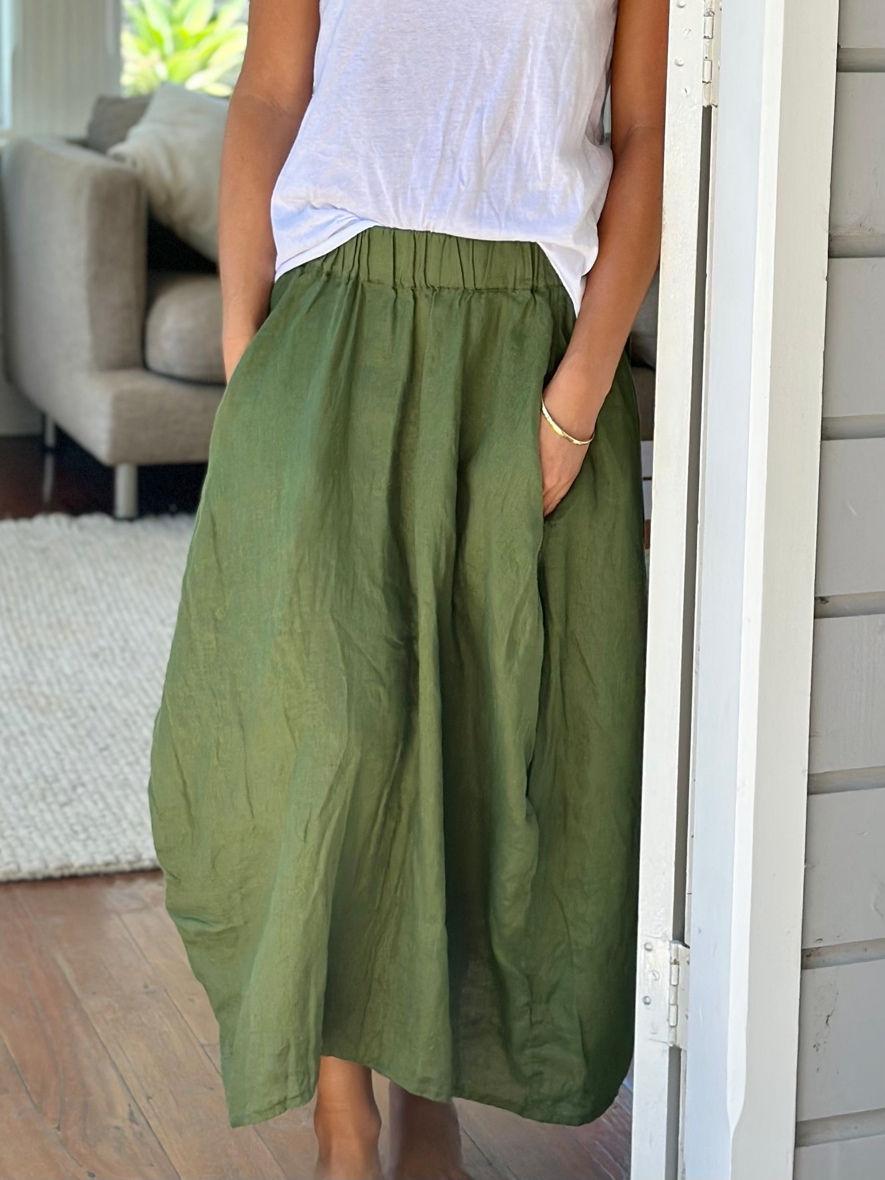 lana skirt - moss linen