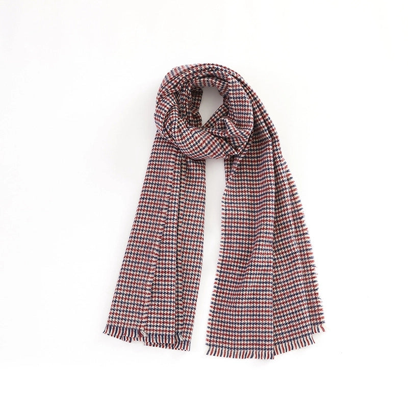 In Autumn And Winter Retro Color Matching Small Plaid Scarf Soft And Comfortable Warm  Shawl Scarf